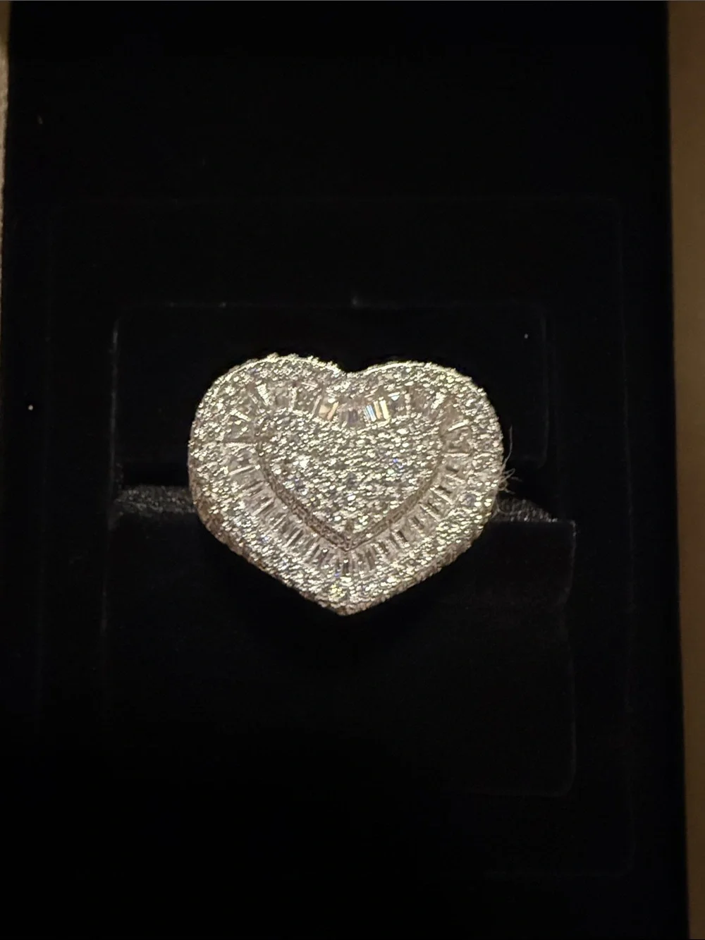 Sterling Silver 9.25 Moissanite Size 9 Heart Ring